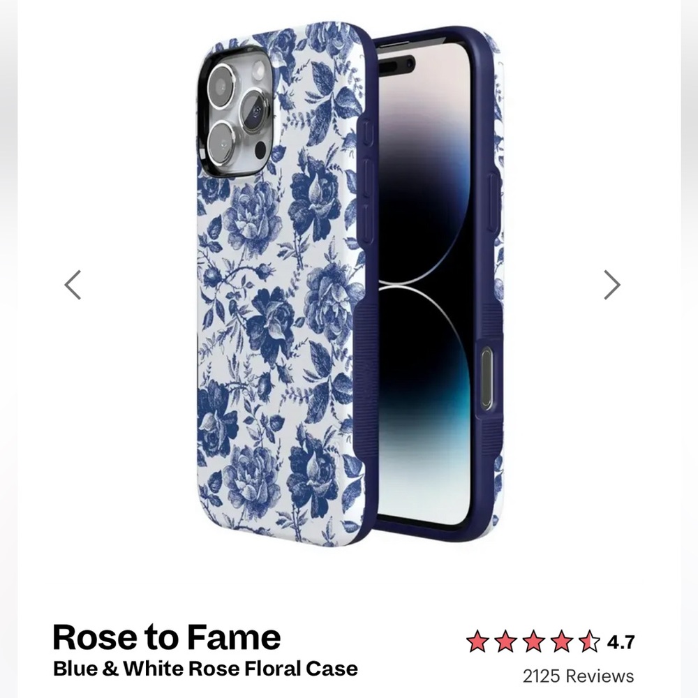 CASELY Blue & White Rose Floral Phone iPhone 13 PRO MAX Case - Picture 2 of 5